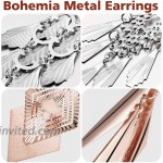 12 Pairs Bohemia Metal Earrings Set Vintage Statement Drop Dangle Earrings for Women Girls Rose Gold Silver