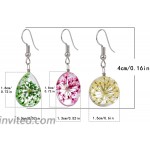12 Pairs Multicolor Pressed Flower Dangle Earrings for Women-Life of Tree Drop Earrings for Grils- Womens Dangle Earrings Pack- Teen Girls Earrings Yellow Pink Purple Red Green Earring Set for Teens