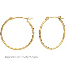 14k Yellow Gold Twisted Round Hoop Earrings 18mm