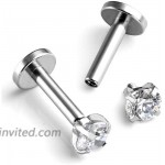 16g CZ Labret Cartilage Tragus Monroe Lip Nose Helix Studs Earrings Stainless Steel Cubic Zirconia Piercings Jewelry 2mm 3mm 4mm 3 Pairs Set
