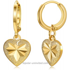 18K Gold Filled Heart Dangle Earrings for Women and Girls Tiny Drop Earrings Small Huggie Hoop Earrings Fashion Jewelry Gifts Gold