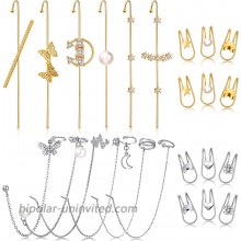 24 Pieces Ear Cuff Wrap Crawler Hook Earrings Ear Cuff Earrings Cuff Chain Earrings Simple Wrap Tassel Earrings Jewelry Hook Earrings for Women Girls Gold Silver