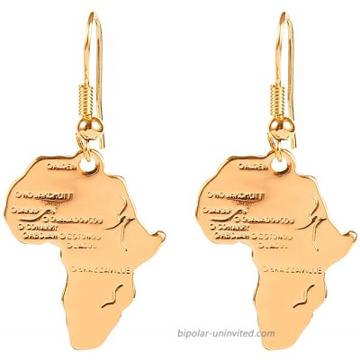 24k Gold Plated Brass Africa Map Dangle Earring