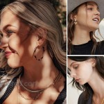 36 Pairs Fashion Acrylic Drop Dangle Earrings Set for Women Girls Bohemian Gold Pearl Hoop Earrings Pack Jewelry for Christmas Gift