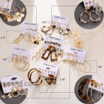 36 Pairs Fashion Acrylic Drop Dangle Earrings Set for Women Girls Bohemian Gold Pearl Hoop Earrings Pack Jewelry for Christmas Gift