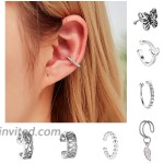 7pcs Ear Cuffs Silver Helix Cartilage Conch Clip on Wrap Earrings Non-Piercing Fake Huggie Stud Cuff Earrings Set for women