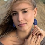 8 Pairs Women Lightweight Bohemian Earrings Wooden Teardrop Cut-Out Dangle Earrings