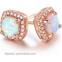 Barzel Rose Gold Plated Created Opal Stud Earrings Rose Gold