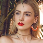 Beaded Dangle Earrings – V-shaped Beaded Earrings Statement Long Beaded Drop Fringe Earrings Boho Handmade Tassel Earrings Jewelry Gift for Women Girls Orange