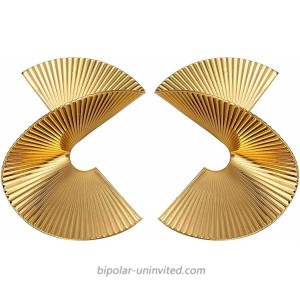 Bmadge Gold Geometric Earrings Exaggerated Statement Earrings Punk Stylish Sectored Twisted Earring Jewelry for Women and Girls Sectored