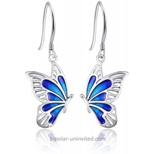 Butterfly Drop Earrings 925 Sterling Silver Hypoallergenic Dangly Earrings for Sensitive Ears Butterfly Jewelry Mother Day Gift for Women Daughter Girlfriend Butterfly Lovers with Gift Box