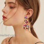 CEALXHENY Bead Drop Earrings for Women Statement Seed Bead Earring Studs Multicolor