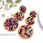 CEALXHENY Bead Drop Earrings for Women Statement Seed Bead Earring Studs Multicolor