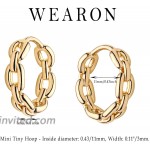 Chain Link Hoop Earrings for Women 14K Plated Gold Huggie Earrings Personality Simplicity Twisted Chain Hoop Earrings