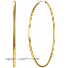ChicSilver Huge Hoop Earrings Hypoallergenic 18K Gold Plated Sterling Silver Hoop Earrings Endless Circle Big Hoops for Women Girls70mm
