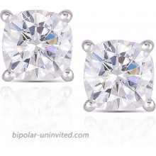 DovEggs 10K White Gold Post 2.2CTW 6MM G-H-I color Cushion Cut Moissanite Simulated Diamond Stud Earrings Sterling Silver Push Back