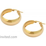 Edforce Stainless Steel 18K Gold Plated Lead-free Hypoallergenic Wide Large Rounded Hoop Earrings with Click-Top Gold 25