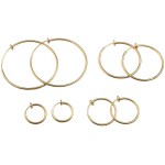 Evelots Clip on Spring Hoop Earrings-Gold Silver-Comfy Pinch Nickel Free-4 Sizes