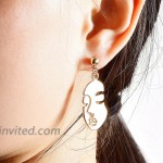 Face Abstract Gold Statement Earrings - Mookoo 3 Pair Vintage Hypoallergenic Dangle Stud for Girls Teens Women