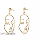 Face Abstract Gold Statement Earrings - Mookoo 3 Pair Vintage Hypoallergenic Dangle Stud for Girls Teens Women