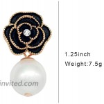 Fashion jewelry designer imitation pearl camellia charm dangle earrings for women Black