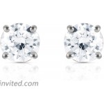 Galaxy Gold GG 0.60 Carat CTW Natural Round Brilliant Diamond 14k White Gold Stud Earrings H-I Color SI1-SI2 Clarity