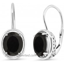 Gem Stone King Sterling Silver Black Onyx Dangle Earrings 4.00 cttw Gemstone Birthstone Oval Cut 9X7MM