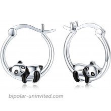 Hypoallergenic Panda Hoop Earrings for Women Girls Sterling Silver Small Animal Huggie Hoop Earrings for Sensitive Ears Panda Jewelry Gifts.