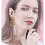 JOERICA 4 Pairs Statement Dangle Earrings for Women Rhinestone Exaggelated Large Drop Geometric Earrings