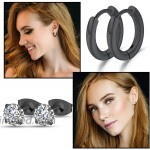 KANOUE 12 Pairs Hypoallergenic Earrings Stainless Steel Cubic Zirconia Stud Earrings Set Earrings for Women Multipack Black