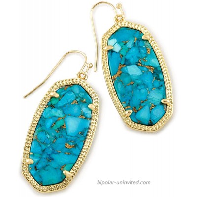 Kendra Scott Elle Drop Earrings for Women Fashion Jewelry 14k Gold-Plated Bronze Veined Turquoise