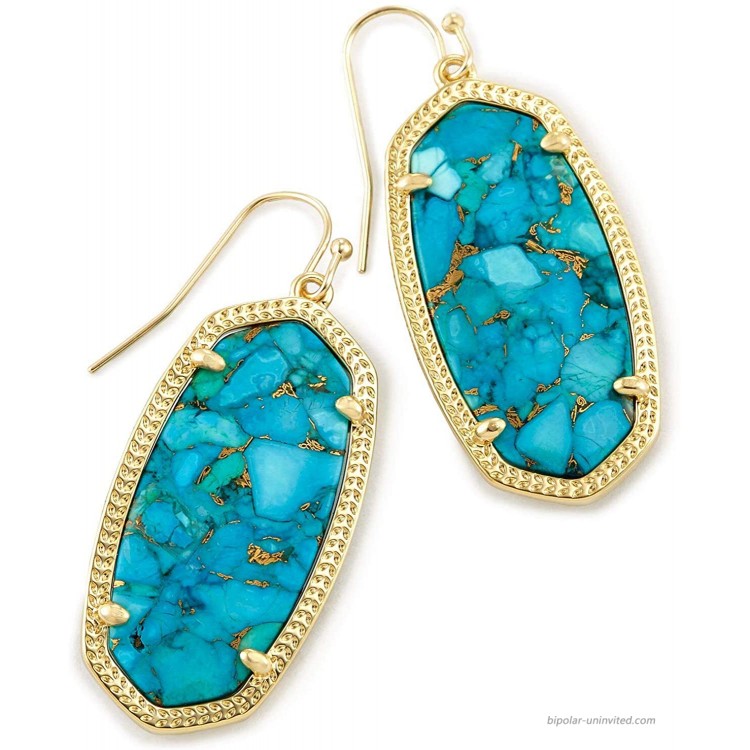 Kendra Scott Elle Drop Earrings for Women Fashion Jewelry 14k Gold-Plated Bronze Veined Turquoise