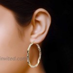 LeCalla Sterling Silver Jewelry Two-Tone Italian Design Hoop Earrings for Women 50 MM