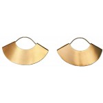 Lightweight Boho Bohemian Fan Earrings for Women Geometric Dangle Drop Half Round African Tribal Ethnic Jewelry Gold 1.6x1