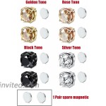 LOYALLOOK 4 Pairs Unisex Round CZ Inlaid Magnetic Earrings Non-Piercing Clip On Stud Earrings 4 Mixed Colors 6MM Round