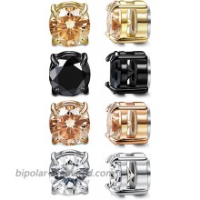 LOYALLOOK 4 Pairs Unisex Round CZ Inlaid Magnetic Earrings Non-Piercing Clip On Stud Earrings 4 Mixed Colors 6MM Round