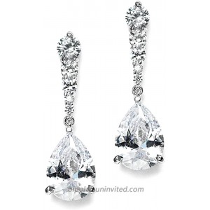 Mariell Pear-Shaped Cubic Zirconia Drop Earrings with Tapered Top - Great for Brides Proms & Bridesmaids