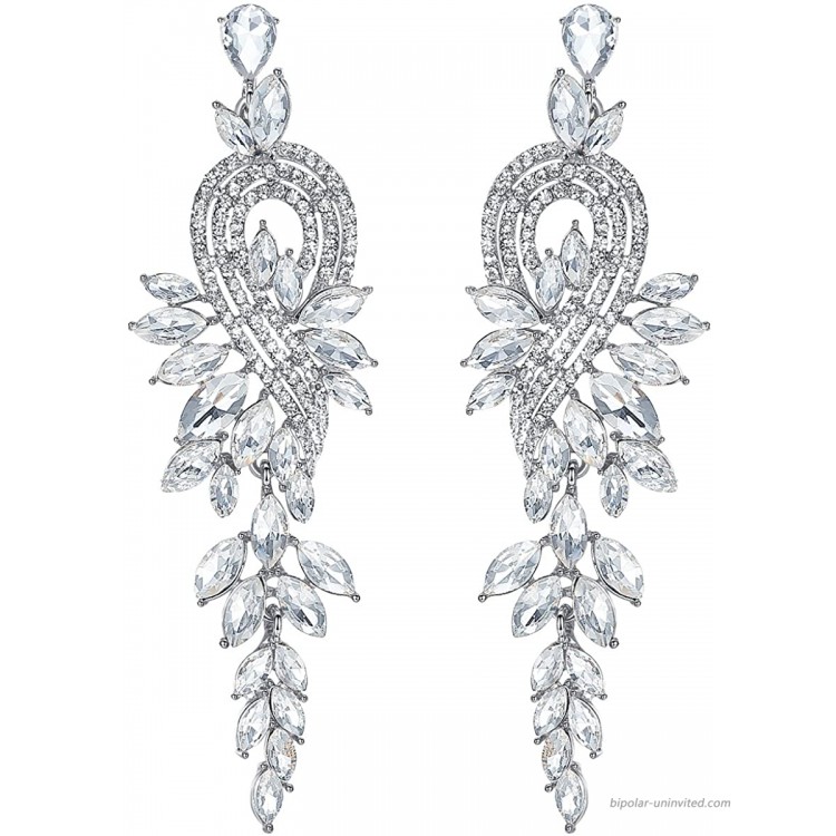 mecresh Silver Marquise Crystal Bridal Chandelier Dangle Earrings Ladies Gifts