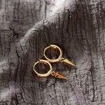 Mevecco Gold Dainty Dangle Hoop Earrings for Women 14K Gold Plated Delicate cute Geometric Triangle Cone Dangle Earringsawl