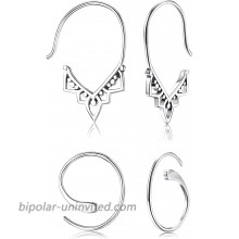 Milacolato 2Pairs S925 Sterling Silver Hoop Earrings Swirl Tribal Pull Through Small Hoop Earrings Boho Earrings Set for Women