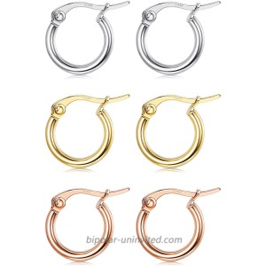 Milacolato 3Pairs 925 Sterling Silver Small Hoop Earrings Lightweight Clasp Round Hoop Cartilage Earrings Set for Women 8MM 10MM 12MM