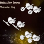 Milacolato 925 Sterling Silver Tiny Bar Ball Earrings Minimalism Tiny Stud Earrings for Women 3Pairs