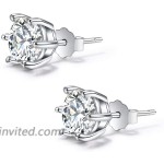 Moissanite Stud Earrings 1ct-2ct Round Cut Lab Created Diamond Earrings 18K White Gold Plated Sterling Silver Classic Beautiful Gift Jewelry for Women Men Girls