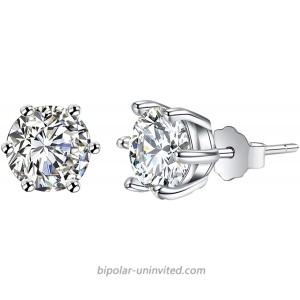 Moissanite Stud Earrings 1ct-2ct Round Cut Lab Created Diamond Earrings 18K White Gold Plated Sterling Silver Classic Beautiful Gift Jewelry for Women Men Girls