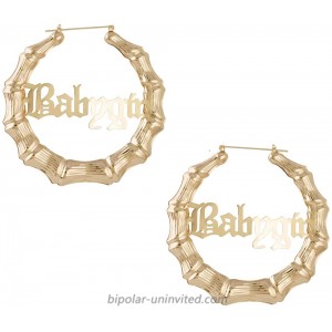 Old English Font Babygirl Word 9cm elegant Large Bamboo Earrings Hip-Pop Style Fashion Party Accessory gold