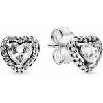 Pandora Jewelry Elevated Heart Stud Cubic Zirconia Earrings in Sterling Silver