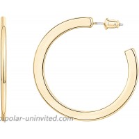 PAVOI 14K Yellow Gold Hoop Earrings For Women | 4mm Flat Thick 45mm Infinity Gold Hoops Women Earrings | Gold Plated Loop Earrings For Women | Lightweight Hoop Earrings Set For Girls