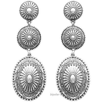 Rosemarie Collections Women's Statement Southwestern Style Triple Concho Dangle Earrings