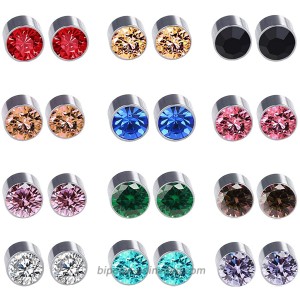Spiritlele 12 Pairs Colors Crystal Magnetic Earrings Fake Non Piercing Earrings Set 12 colors