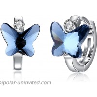 Sterling Silver Butterfly Hoop Earrings Crystals Earrings Women Girls DreamSter